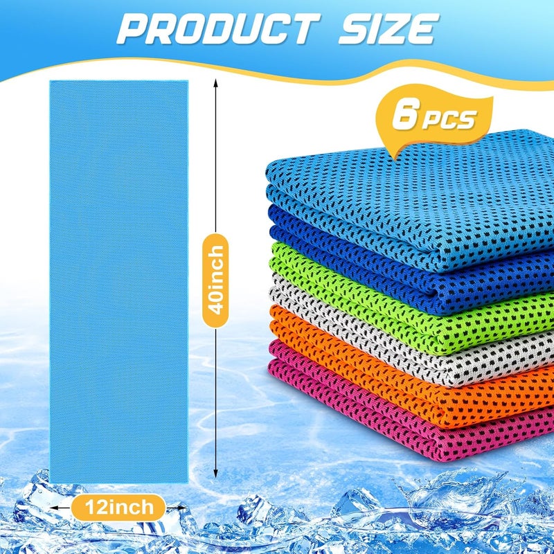 MENOLY 6 Pack Cooling Towels, 40"x12" Cooling Towels for Neck and Face with Breathable Carrying Bags,Soft Microfiber Instant Cooling Rags, Gym Workout Sweat Towel for Sports, Yoga, Camping, Running - Image 5